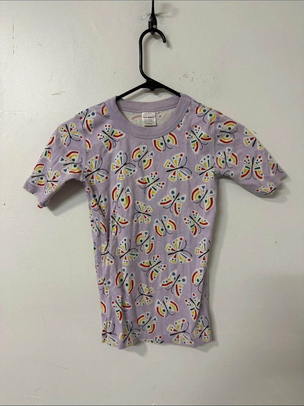 Hanna Andersson Lavender Short Sleeve Tee with Rainbow Butterflies